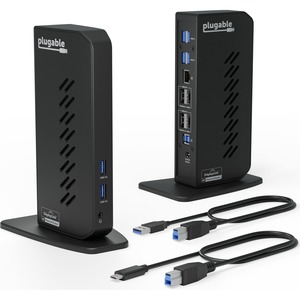 Plugable USB 3 & USB-C Dual 4K Display Docking Station with Displayport and HDMI for Windows & Mac