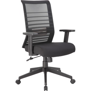 Lorell+Horizontal+Mesh+High-Back+Task+Chair+-+Fabric+Seat+-+Black+-+Armrest+-+1+Each