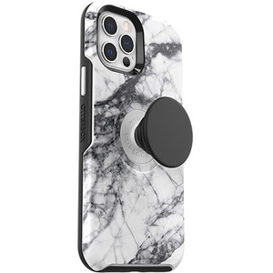 OtterBox iPhone 12 and iPhone 12 Pro Otter + Pop Symmetry Series Case - For Apple iPhone 12, iPhone 12 Pro Smartphone - White Marble Graphic - Drop Resistant, Bump Resistant, Shock Resistant - Synthetic Rubber, Polycarbonate