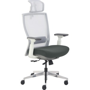 StyleWorks London Highback Task Chair with Headrest - Dark Gray Fabric Seat - High Back - 5-star Base - Multicolor - Armrest - 1 Each