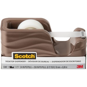 Scotch+Wave+Desktop+Tape+Dispenser+-+1%26quot%3B+Core+-+Refillable+-+Impact+Resistant%2C+Non-skid+Base%2C+Weighted+Base+-+Plastic+-+Bronze+-+1+Each