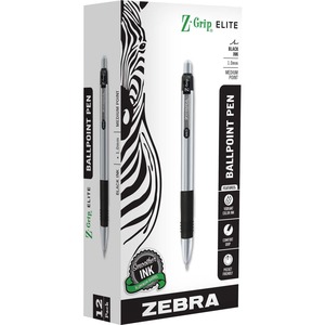 Zebra+Z-Grip+Elite+Metal+Retractable+Ballpoint+Pen+-+1+mm+Bold+Pen+Point+-+Retractable+-+Black+Ink+-+Gel-based+-+1+Dozen