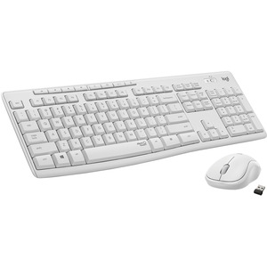 Logitech MK295 Silent Wireless Combo - USB Wireless Wi-Fi/RF - Off White - USB Wireless Wi-Fi Mouse - Off White - AA, AAA - Compatible with Computer for Windows, Chrome OS