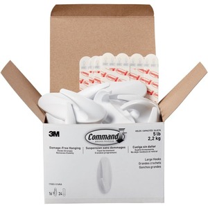 Command+Large+Designer+Hooks%2C+4-1%2F8%26quot%3BH+x+1-1%2F2%26quot%3BW+x+1-1%2F2%26quot%3BD%2C+White%2C+Pack+Of+16+Hooks