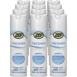 Zep+Freshen+Disinfectant+Spray+-+15.5+fl+oz+%280.5+quart%29+-+Spring+Mist+Scent+-+12+%2F+Carton+-+Non-porous%2C+Virucidal%2C+Tuberculocide%2C+Fungicide+-+Clear