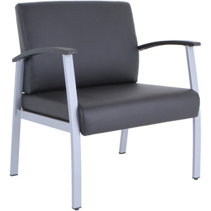 Lorell+Healthcare+Reception+Big+%26+Tall+Antimicrobial+Guest+Chair+-+Vinyl+Seat+-+Vinyl+Back+-+Powder+Coated+Silver+Steel+Frame+-+Four-legged+Base+-+Black%2C+Silver+-+Armrest+-+1+Each