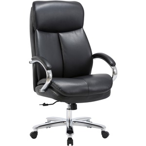 Lorell+Big+%26+Tall+High-Back+Chair+-+Bonded+Leather+Seat+-+Black+Bonded+Leather+Back+-+High+Back+-+Black+-+Armrest+-+1+Each