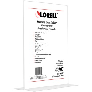 Lorell+T-base+Standing+Sign+Holders+-+Support+8.50%26quot%3B+x+11%26quot%3B+Media+-+Acrylic+-+Clear+-+2+%2F+Pack