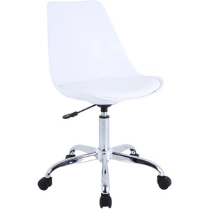 Lorell Plastic Shell Task Chair - Plastic, Polyurethane Seat - Chrome Frame - 5-star Base - White - 1 Each