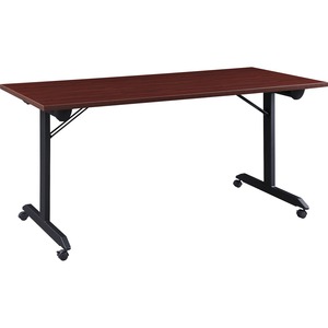 Lorell Mobile Folding Training Table - Rectangle Top - Powder Coated Base x 63