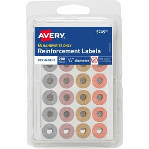 Avery%C2%AE+Reinforcement+Labels+on+Small+Sheets+-+0.3%26quot%3B+Diameter+-+Round+-+Assorted+Metallic+-+36+%2F+Carton