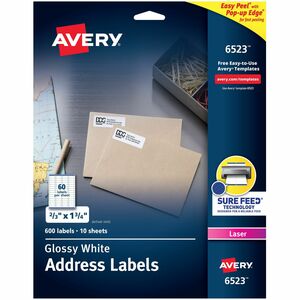 Avery® Easy Peel Glossy Address Labels - 2/3