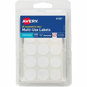 Avery%C2%AE+Removable+Multi-Use+ID+Labels+on+Small+Sheets+-+Handwrite+Only+-+-+Width3%2F4%26quot%3B+Diameter+-+Removable+Adhesive+-+Round+-+White+-+Paper+-+15+%2F+Sheet+-+21+Total+Sheets+-+11340+Total+Label%28s%29+-+36+%2F+Carton+-+Removable%2C+Residue-free%2C+Easy+Peel