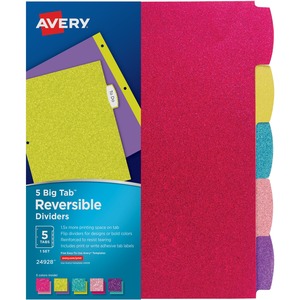 Avery%C2%AE+Big+Tab+Reversible+Fashion+Dividers+-+120+x+Divider%28s%29+-+120+Write-on+Tab%28s%29+-+5+-+5+Tab%28s%29%2FSet+-+8.5%26quot%3B+Divider+Width+x+11%26quot%3B+Divider+Length+-+3+Hole+Punched+-+Multicolor+Paper+Divider+-+Multicolor+Paper+Tab%28s%29+-+24+%2F+Carton