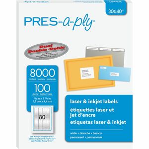 PRES-a-ply+Address+Label+-+Permanent+Adhesive+-+Rectangle+-+Laser%2C+Inkjet+-+White+-+Paper+-+80+%2F+Sheet+-+100+Total+Sheets+-+80000+Total+Label%28s%29+-+10+%2F+Carton