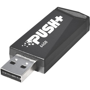 Patriot Memory Push+ USB 3.2 GEN. 1 FLASH DRIVE - 64 GB - USB 3.2 (Gen 1) - Black - 2 Year Warranty
