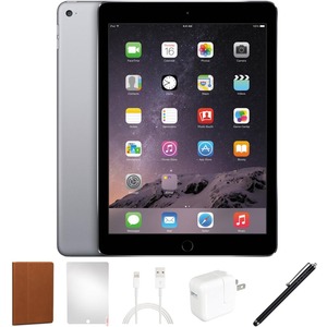 Refurbished Apple iPad Air 2 (2nd Gen, 2014), 64GB, Space Gray, BUNDLE - WiFi Only, 1 Year Warranty from eReplacements, Universal Tablet Case (color may vary), Screen Protector, Stylus (color may vary), Charging block (10W-12W) and Lightning to USB charging cable. - (MGKL2LL/A, IPADAIR2SG64)