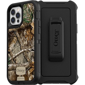 OtterBox Defender Rugged Carrying Case (Holster) Apple iPhone 12, iPhone 12 Pro Smartphone - RealTree Edge Black Graphic - Dirt Resistant, Bump Resistant, Scrape Resistant, Dirt Resistant Port, Dust Resistant Port, Lint Resistant Port, Drop Resistant, Clog Resistant - Silicone Body - Belt Clip - 6.38" (162.05 mm) Height x 3.58" (90.93 mm) Width x 1.30" (33.02 mm) Depth - Retail