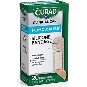 Curad+Silicone+Flexible+Fabric+Bandages+-+3%26quot%3B+x+0.75%26quot%3B+-+20%2FBox+-+Beige+-+Silicone%2C+Fabric