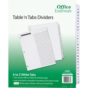 Avery® Table 'n Tabs White Tab A-Z Dividers - 288 x Divider(s) - 288 Tab(s) - A-Z - 26 Tab(s)/Set - 8.5