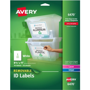 Avery® Removable I.D. Laser/Inkjet Labels - 8 1/2
