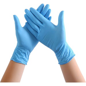 Special Buy Examination Gloves - Medium Size - Nitrile - Blue - Powder-free, Textured Fingertip, Beaded Cuff, Puncture Resistant, Non-sterile - 100 / Box - 4 mil Thickness