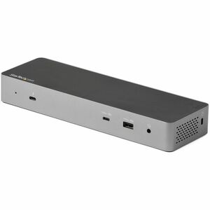 StarTech.com Thunderbolt 3 Dock w/USB-C Host Compatibility - Dual 4K 60Hz DP 1.4 or HDMI TB3/USB-C Docking Station - 1x 8K - 96W PD/5xUSB - Universal Thunderbolt 3 dock for TB3/USB Type-C laptops - Docking station with dual monitor 4K 60Hz DisplayPort 1.4 (DSC, single 8K) and/or HDMI, 3xUSB-A, 2xUSB-C 10Gbps, 96W Power Delivery, GbE, Audio - Windows/macOS - Auto install - 2.6ft TB3 cable