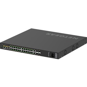Netgear M4250-26G4XF-PoE+ AV Line Managed Switch - 24 Ports - Manageable - 3 Layer Supported - Modular - 46.80 W Power Consumption - 480 W PoE Budget - Optical Fiber, Twisted Pair - PoE Ports - 1U High - Rack-mountable, Table Top - Lifetime Limited Warranty