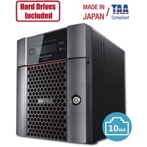 Buffalo TeraStation 5420DN Windows Server IoT 2019 Standard 8TB 4 Bay Desktop (4x2TB) NAS Hard Drives Included RAID iSCSI - Intel Atom C3338 Dual-core (2 Core) 1.50 GHz - 4 x HDD Supported - 32 TB Supported HDD Capacity - 4 x HDD Installed - 8 TB Installed HDD Capacity - 8 GB RAM DDR4 SDRAM - Serial ATA/600 Controller - RAID Supported 0, 1, 5, JBOD - 4 x Total Bays - 10 Gigabit Ethernet, Gigabit Ethernet - 2 USB Port(s) - 2 USB 3.0 Port(s) - Network (RJ-45) - Windows Server IoT 2019 - iSCSI