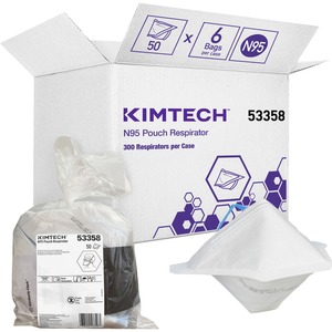 KIMTECH+N95+Pouch+Respirator+Face+Mask+-+Regular+Size+-+Airborne+Particle%2C+Airborne+Contaminant+Protection+-+White+-+Breathable%2C+Comfortable+-+50+%2F+Bag+-+TAA+Compliant