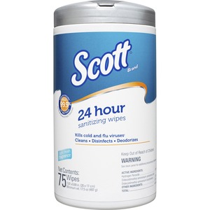 Scott+24+Hour+Sanitizing+Wipes+-+Fresh+Scent+-+75+%2F+Canister+-+6+%2F+Carton+-+Bleach-free+-+White