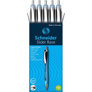 Schneider+Slider+Rave+XB+Ballpoint+Pen+-+Extra+Broad+Pen+Point+-+1.4+mm+Pen+Point+Size+-+Retractable+-+Black+-+Black+Rubberized%2C+Light+Blue+Barrel+-+Stainless+Steel+Tip+-+5+%2F+Pack