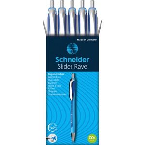 Schneider+Slider+Rave+XB+Ballpoint+Pen+-+Extra+Broad+Pen+Point+-+1.4+mm+Pen+Point+Size+-+Retractable+-+Blue+-+Blue+Rubberized%2C+Light+Blue+Barrel+-+Stainless+Steel+Tip+-+5+%2F+Pack