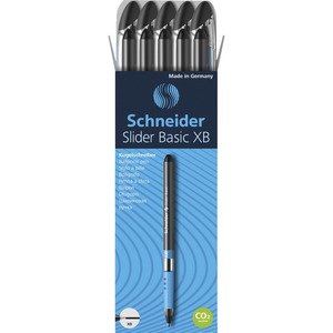 Schneider+Slider+Basic+XB+Ballpoint+Pen+-+1.4+mm+Extra+Broad+Pen+Point+-+Black+Ink+-+Transparent+Rubberized%2C+Black%2C+Silver+Barrel+-+Stainless+Steel+Tip+-+10+%2F+Pack
