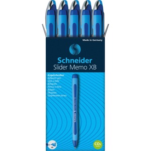 Schneider+Slider+Memo+XB+Ballpoint+Pen+-+1.4+mm+Extra+Broad+Pen+Point+-+Blue+Ink+-+Blue+Rubberized%2C+Light+Blue+Barrel+-+Stainless+Steel+Tip+-+10+%2F+Pack