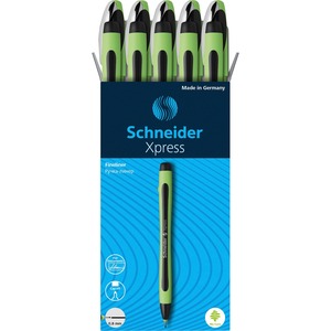 Schneider+Xpress+Fineliner+Pen+-+0.8+mm+Medium+Pen+Point+-+Black+Ink+-+Black+Rubberized%2C+Green+Barrel+-+Stainless+Steel+Tip+-+10+%2F+Pack