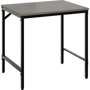 Safco Simple Study Desk - Sterling Ash Rectangle, Laminated Top - Black Powder Coat Four Leg Base - 4 Legs - 30.50