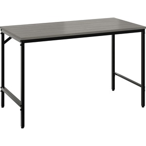 Safco Simple Study Desk - Sterling Ash Rectangle, Laminated Top - Black Powder Coat Four Leg Base - 4 Legs - 45.50