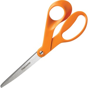 Fiskars+Original+Orange-handled+Scissors+-+8%26quot%3B+Overall+Length+-+Stainless+Steel+-+Bent+Tip+-+Gray+-+1+Each