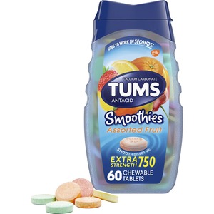 TUMS+Smoothies+Extra+Strength+Antacid+Chewable+Tablet+-+For+Acid+Indigestion%2C+Heartburn%2C+Sour+Stomach%2C+Upset+Stomach+-+Assorted+Fruit+-+1+EachBottle