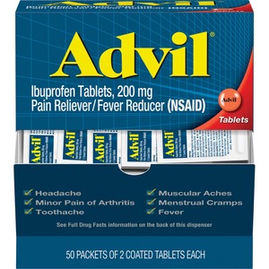 Advil Coated Tablets - For Pain, Headache, Backache, Menstrual Cramp, Joint Pain, Fever - 1 / Each - 2