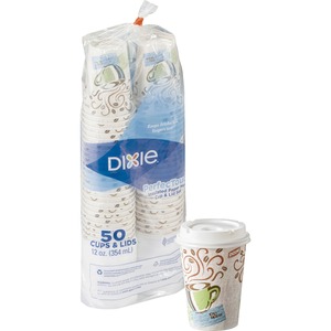 Dixie+PerfecTouch+12+oz+Hot+Coffee+Cup+and+Lid+Sets+by+GP+Pro+-+50+%2F+Pack+-+White+-+Paper+-+Hot+Drink%2C+Coffee%2C+Beverage