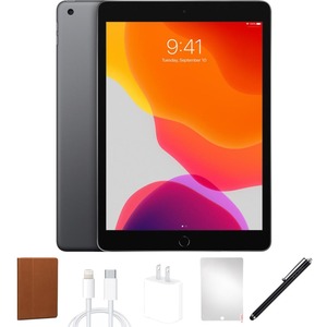 Refurbished Apple iPad 7 (7th Gen, 2019), 32GB, Space Gray, WiFi, Bundle only from eReplacements, 1 Year Warranty from eReplacements. (A2197, MW742LL/A, IPAD7SG32) Bundle Includes: Universal Tablet Case (color may vary), Screen Protector, Stylus pen, UL compliant non-OEM charging block (10W-12W), MFi (Made For iPad) compliant non-OEM charging cable.