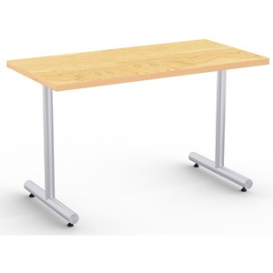 Special-T Kingston Training Table Component - Crema Maple Rectangle Top - Metallic Sand T-shaped Base - 48