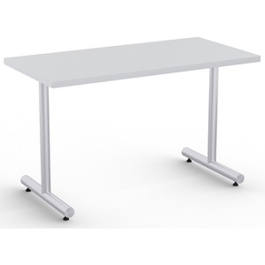 Special-T Kingston Training Table Component - Light Gray Rectangle Top - Metallic Sand T-shaped Base - 48
