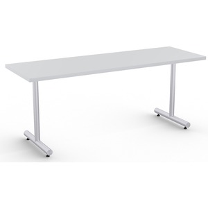 Special-T Kingston Training Table Component - Light Gray Rectangle Top - Metallic Sand T-shaped Base - 72