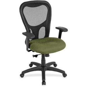 Eurotech Apollo Synchro High Back Chair - Avocado Fabric Seat - Black Back - High Back - 5-star Base - Armrest - 1 Each