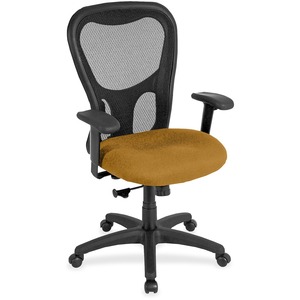 Eurotech+Apollo+Synchro+High+Back+Chair+-+Butterscotch+Fabric+Seat+-+Black+Back+-+High+Back+-+5-star+Base+-+Armrest+-+1+Each