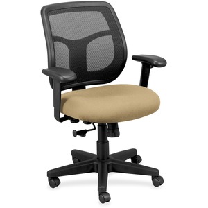 Eurotech Apollo Synchro Mid-Back Chair - Sandstone Fabric Seat - Black Fabric Back - Mid Back - 5-star Base - Armrest - 1 Each