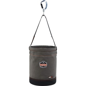 Ergodyne+5940+Swiveling+Carabiner+Canvas+Hoist+Bucket+-+Reinforced%2C+Handle%2C+Pocket%2C+Durable%2C+Storm+Drain+-+14%26quot%3B+-+Plastic%2C+Nylon%2C+Nickel+Plated%2C+Synthetic+Leather%2C+Canvas+-+Gray+-+1+Each